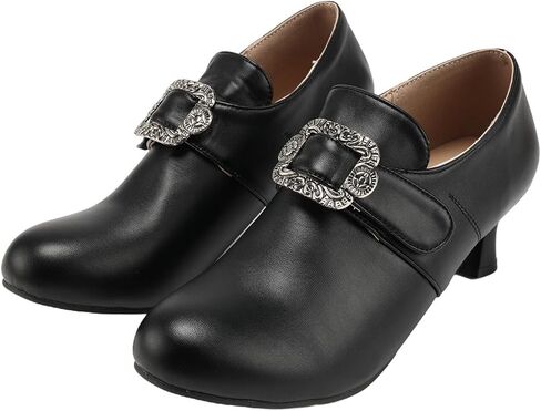 Victorian Noble Women’s Shoes - Renaissance Cosplay Heels, Halloween Costume Footwear with Ornate Buckle for Medieval Faire & Party in Kuwait
