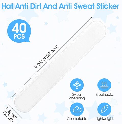 Ymapinc 40 Pack Hat Liners Sweat Protection for Hats/Caps, Disposable Golf Hat Sweat Liner, Self Adhesive Pads for Golf/Baseball/Cowboy Hats, Men/Women Ball Cap Shaper Bands in Kuwait