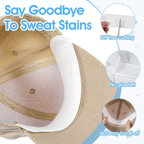 Ymapinc 40 Pack Hat Liners Sweat Protection for Hats/Caps, Disposable Golf Hat Sweat Liner, Self Adhesive Pads for Golf/Baseball/Cowboy Hats, Men/Women Ball Cap Shaper Bands in Kuwait