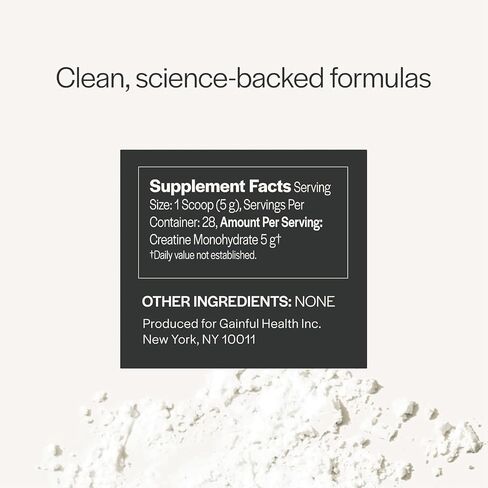 مسحوق الكرياتين Gainful، مكمل للأحماض الأمينية بعد التمرين، دعم العضلات والطاقة والتركيز، 5 جرام كرياتين مونوهيدرات، بدون نكهة، 28 حصة in Kuwait