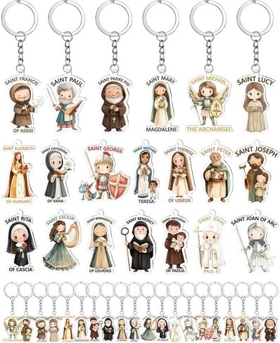 Konohan Catholic Keychain Saints Keychain Catholic Gifts for Women Men Baptism Confirmation Christian Church Souvenir in Kuwait