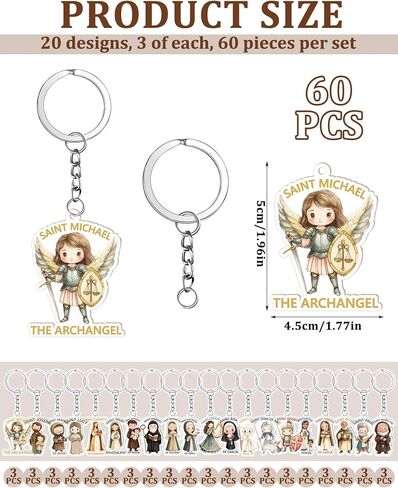 Konohan Catholic Keychain Saints Keychain Catholic Gifts for Women Men Baptism Confirmation Christian Church Souvenir in Kuwait