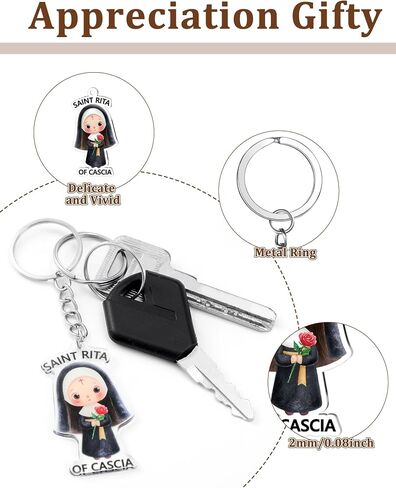 Konohan Catholic Keychain Saints Keychain Catholic Gifts for Women Men Baptism Confirmation Christian Church Souvenir in Kuwait