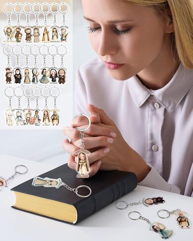 Konohan Catholic Keychain Saints Keychain Catholic Gifts for Women Men Baptism Confirmation Christian Church Souvenir in Kuwait