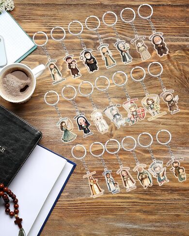 Konohan Catholic Keychain Saints Keychain Catholic Gifts for Women Men Baptism Confirmation Christian Church Souvenir in Kuwait