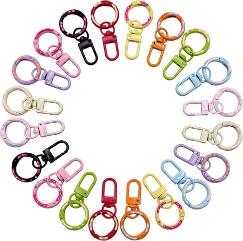 20pcs Colorful Donut Key Rings & Lobster Claw Clasps, Metal Keychain Clips for DIY Crafts, Jewelry, Lanyards, Bags, Purse Charms (Assorted Colors) in Saudi Arabia
