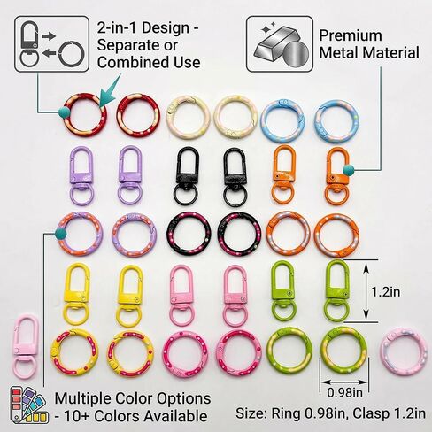 20pcs Colorful Donut Key Rings & Lobster Claw Clasps, Metal Keychain Clips for DIY Crafts, Jewelry, Lanyards, Bags, Purse Charms (Assorted Colors) in Saudi Arabia