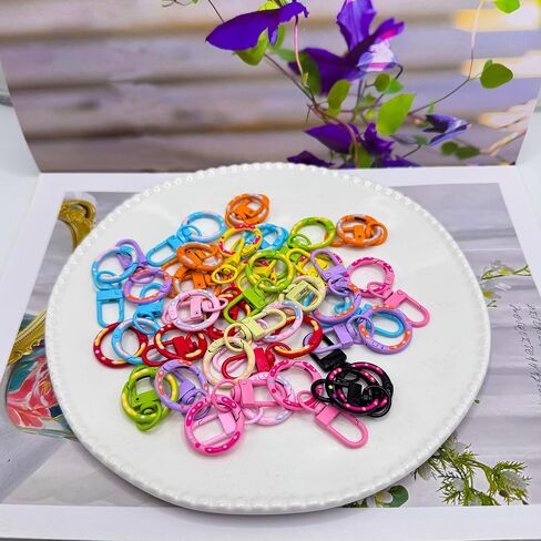 20pcs Colorful Donut Key Rings & Lobster Claw Clasps, Metal Keychain Clips for DIY Crafts, Jewelry, Lanyards, Bags, Purse Charms (Assorted Colors) in Saudi Arabia