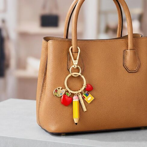 Teacher Keychain Back to School Gift for Women Apple Pencil Crayons Charm Key Ring Cute Handbag Bag Accessory Graduation Gifts in Saudi Arabia