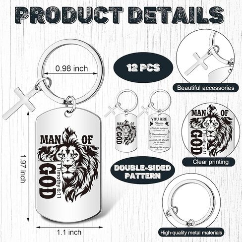 Liliaafar Christian Keychains Religious Inspirational Keychains Christian Church Gifts with Lion Bible Verse for Men in Kuwait