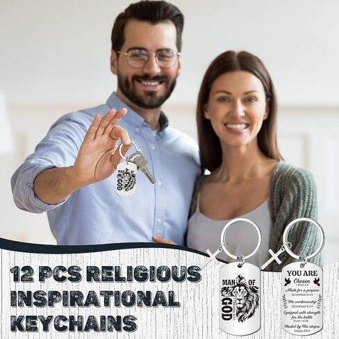 Liliaafar Christian Keychains Religious Inspirational Keychains Christian Church Gifts with Lion Bible Verse for Men in Kuwait