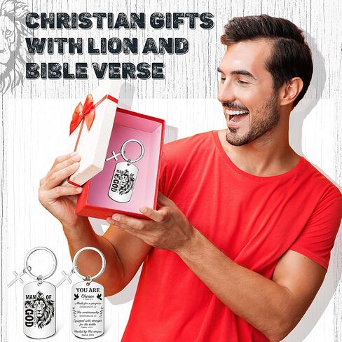 Liliaafar Christian Keychains Religious Inspirational Keychains Christian Church Gifts with Lion Bible Verse for Men in Kuwait