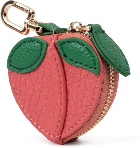Cute Fruit Coin Purse Bag Charm,Mini Leather Coin Change Purse & Pouch Holder Keychain Charm for Handbag Tote Wallet Airtag Accessories,Kawaii Fruit Bag Charms for Girl Women Orange in Kuwait