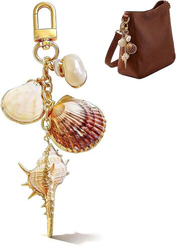 Angyape Cute Seashell Keychain Beach Keychain Gold Bag Charms for Handbags Tote Bags Purse Accessories Summer Gifts for Women in Kuwait