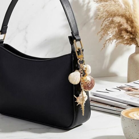 Angyape Cute Seashell Keychain Beach Keychain Gold Bag Charms for Handbags Tote Bags Purse Accessories Summer Gifts for Women in Kuwait