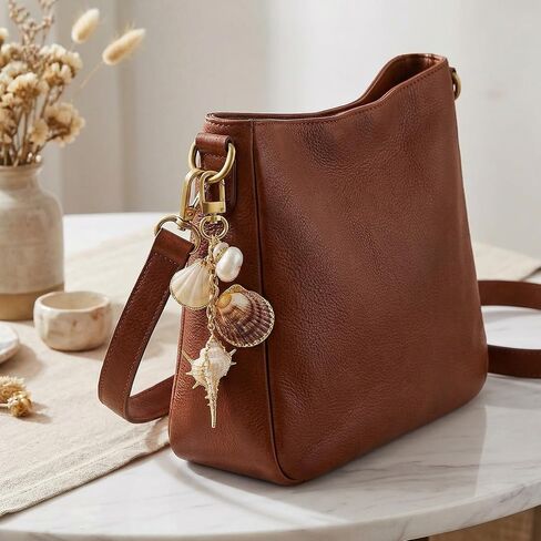 Angyape Cute Seashell Keychain Beach Keychain Gold Bag Charms for Handbags Tote Bags Purse Accessories Summer Gifts for Women in Kuwait