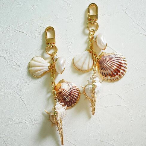 Angyape Cute Seashell Keychain Beach Keychain Gold Bag Charms for Handbags Tote Bags Purse Accessories Summer Gifts for Women in Kuwait