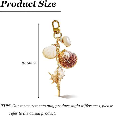 Angyape Cute Seashell Keychain Beach Keychain Gold Bag Charms for Handbags Tote Bags Purse Accessories Summer Gifts for Women in Kuwait