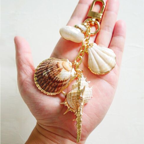 Angyape Cute Seashell Keychain Beach Keychain Gold Bag Charms for Handbags Tote Bags Purse Accessories Summer Gifts for Women in Kuwait
