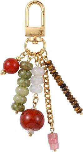 Sanyaa Colorful Beaded Bag Charm Natural Stone Handmade Summer Gemstone Beads Charms Keychain for Women in Saudi Arabia