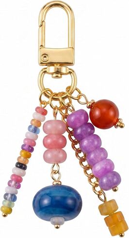 Sanyaa Colorful Beaded Bag Charm Natural Stone Handmade Summer Gemstone Beads Charms Keychain for Women in Saudi Arabia