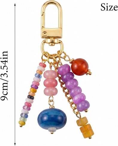 Sanyaa Colorful Beaded Bag Charm Natural Stone Handmade Summer Gemstone Beads Charms Keychain for Women in Saudi Arabia