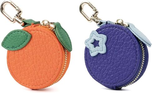 Cute Fruit Coin Purse Bag Charm,Mini Leather Coin Change Purse & Pouch Holder Keychain Charm for Handbag Tote Wallet Airtag Accessories,Kawaii Fruit Bag Charms for Girl Women Orange in Kuwait