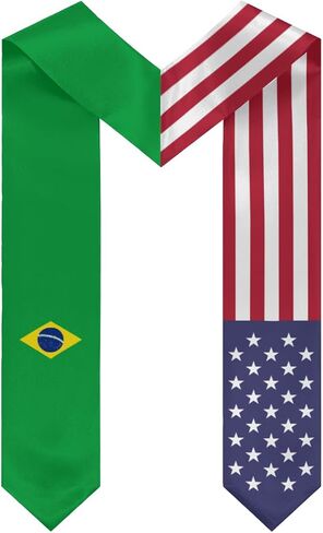 Brasil Brazil Mix United States Flag Graduation Stoles Shawls Sash International Study Graduate Scarves in Saudi Arabia
