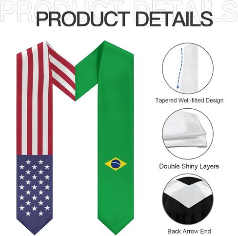Brasil Brazil Mix United States Flag Graduation Stoles Shawls Sash International Study Graduate Scarves in Saudi Arabia