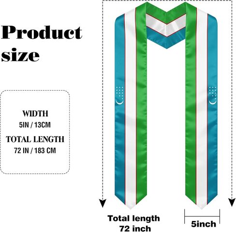 Uzbekistan Flag Graduation Stole, Graduation Sash Scarf for International Students, 2026 Graduation Gifts in Kuwait