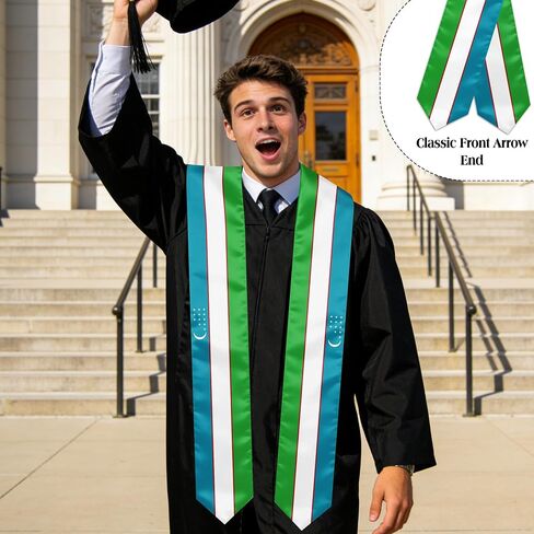 Uzbekistan Flag Graduation Stole, Graduation Sash Scarf for International Students, 2026 Graduation Gifts in Kuwait
