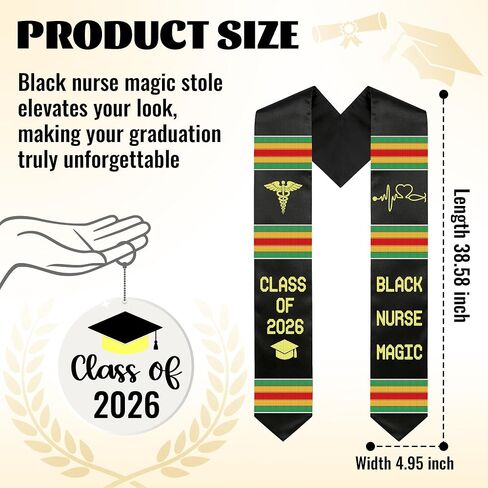 Black Nurse Magic Graduation Stole 2026, Kente Graduation Sash Class of 2026, African Nurse Grad Stole 2026 Nursing School College First Generation Graduation Gifts in Saudi Arabia