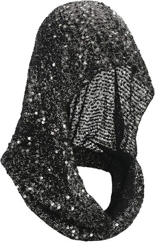 Sequin Rave Hood Head Scarf, Sparkly Bandana Festival Outfit Accessory for Women, Glitter Hooded Scarf for Halloween Mardi Gras Costume & Concert Rave Pash in Saudi Arabia