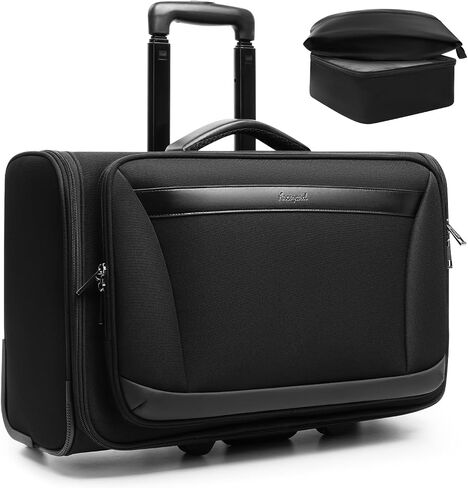 Arcoyard Rolling Garment Bag with 2 Packing Cubes, Carry On Garment bag with 17.3 inch Laptop Compartment, Softside Expandable Wheeled Travel Suitcase Luggage for Business Trips, Men and Women, Black in Kuwait