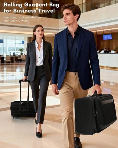 Arcoyard Rolling Garment Bag with 2 Packing Cubes, Carry On Garment bag with 17.3 inch Laptop Compartment, Softside Expandable Wheeled Travel Suitcase Luggage for Business Trips, Men and Women, Black in Kuwait