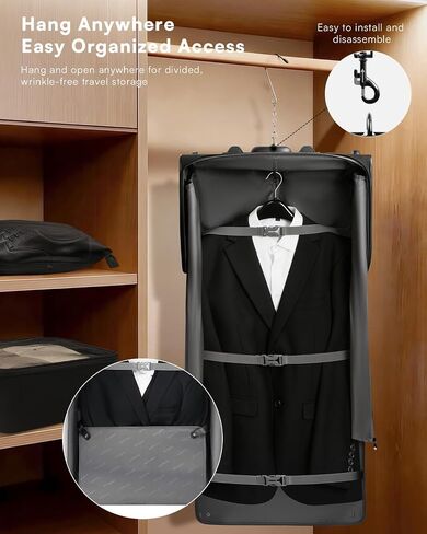 Arcoyard Rolling Garment Bag with 2 Packing Cubes, Carry On Garment bag with 17.3 inch Laptop Compartment, Softside Expandable Wheeled Travel Suitcase Luggage for Business Trips, Men and Women, Black in Kuwait