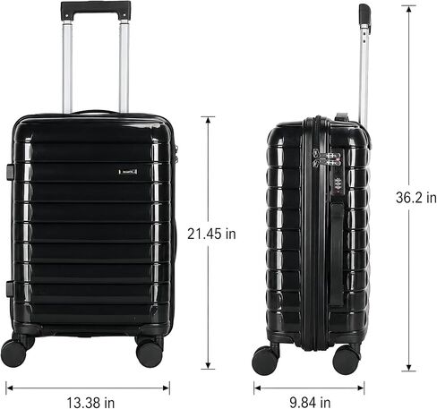 20" Carry On Luggage with TSA Lock, 22x14x9 Airline Approved Suitcase 360° Silent Spinner Wheels, Anti-Burst Zipper, Hardside PP Lightweight Travel Luggage (BLACK) in Saudi Arabia