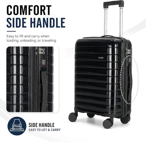 20" Carry On Luggage with TSA Lock, 22x14x9 Airline Approved Suitcase 360° Silent Spinner Wheels, Anti-Burst Zipper, Hardside PP Lightweight Travel Luggage (BLACK) in Saudi Arabia