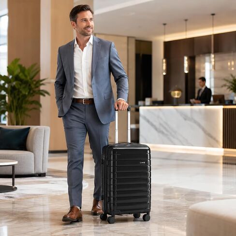 20" Carry On Luggage with TSA Lock, 22x14x9 Airline Approved Suitcase 360° Silent Spinner Wheels, Anti-Burst Zipper, Hardside PP Lightweight Travel Luggage (BLACK) in Saudi Arabia