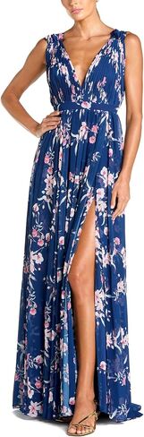 Mac Duggal Pleated Chiffon Sleeveless V-Neck Gown in Saudi Arabia