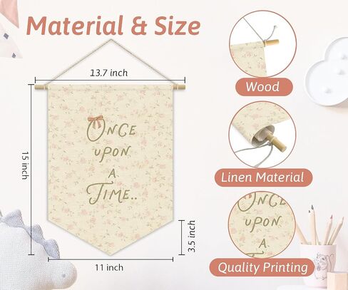 Once Upon A Time Princess Room Decor for Girls,Reading Corner Decor Pink Pennant Banner for Baby Girl Nursery Wall Hanging, Princess Playroom Toddler Bedroom Decorations 15x11 Inch in Saudi Arabia