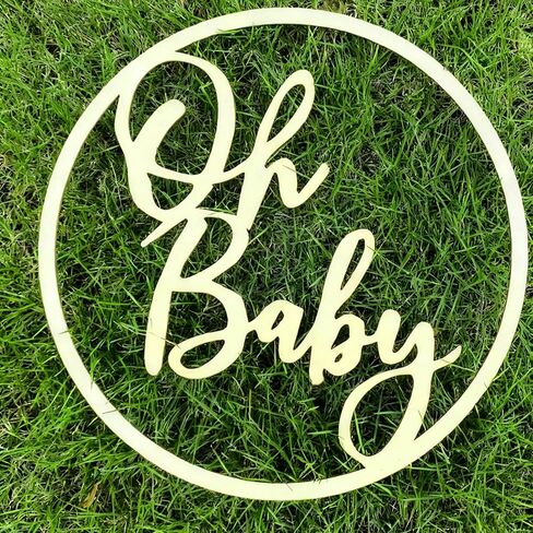 Oh Baby Sign for Backdrop, Wooden Boy or Girl Birthday Sign for Gender Reveal Decor, Baby Shower Decorations, 13.5 * 13.5 inches in Saudi Arabia