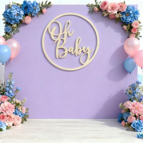 Oh Baby Sign for Backdrop, Wooden Boy or Girl Birthday Sign for Gender Reveal Decor, Baby Shower Decorations, 13.5 * 13.5 inches in Saudi Arabia
