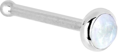 الصلبة 14K الذهب الأبيض 2mm قوس قزح Moonstone الأنف مسمار العظام 20 مقياس 1/4" in Kuwait