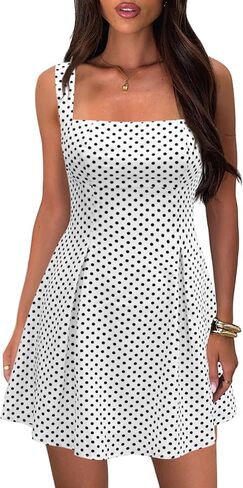 Women's Square Neck Mini Dress Sexy Backless Bow Tie Sleeveless Flare A-Line Cute Graduation Short Party Dresses in Saudi Arabia