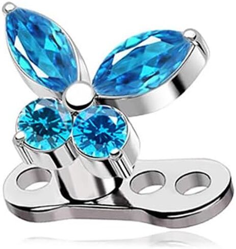 14G Butterfly Dermal Anchor Top and Base for Women, Surgical Steel Microdermal Dermal Piercings Surface Skin Piercing Stud Body Piercing Jewelry in Kuwait
