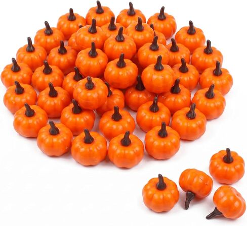 40PCS Mini Fake Pumpkins, 1.4 Inch Realistic Artificial Small Pumpkins Decoration, Halloween & Thanksgiving Themed Ornaments Bulk for Photography Kitchen Wedding Display Party Decor & DIY Crafts Gift in Saudi Arabia