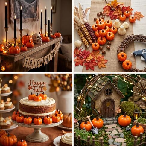 40PCS Mini Fake Pumpkins, 1.4 Inch Realistic Artificial Small Pumpkins Decoration, Halloween & Thanksgiving Themed Ornaments Bulk for Photography Kitchen Wedding Display Party Decor & DIY Crafts Gift in Saudi Arabia