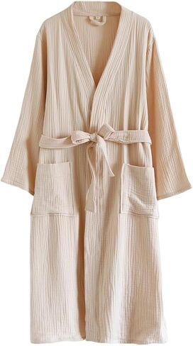 Muslin Unisex Bathrobe Women & Men,100% Cotton Lightweight Kimono Robe Yukata Spa Bathrobe Sleepwear in Saudi Arabia