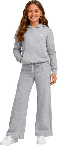 AEROPOSTALE Girls Sweatsuit Set - 2 Piece Fleece Hoodie Sweatshirt, Flare Jogger Sweatpants - Track Suit Set for Girls, 7-16 in Kuwait